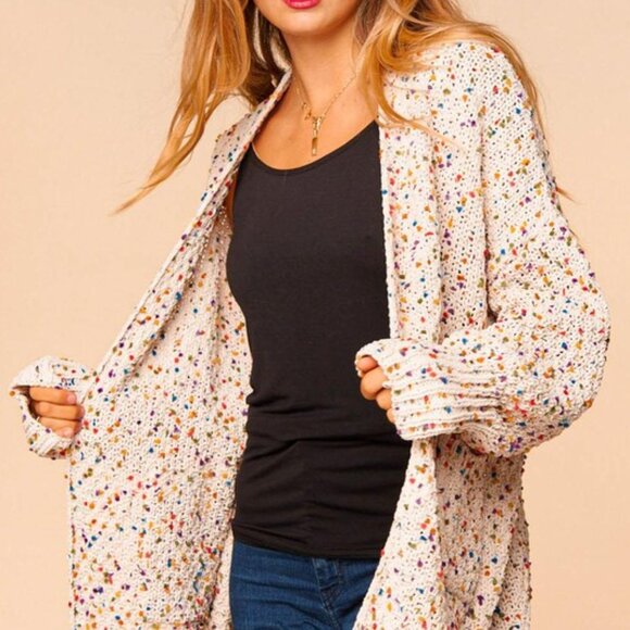 Multicolor Confetti Knit Sweater Cardigan - Picture 7 of 7